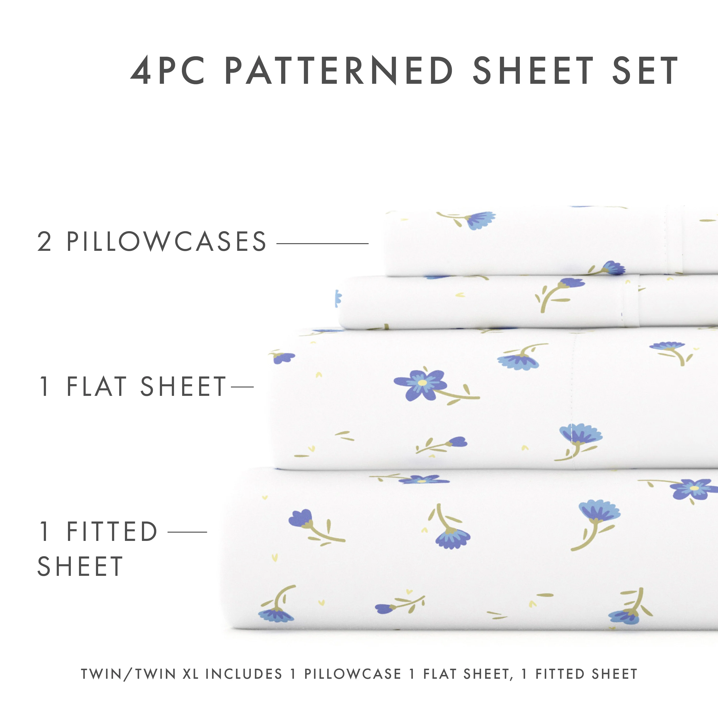 Soft Floral Pattern 4-Piece Sheet Set - Image 10
