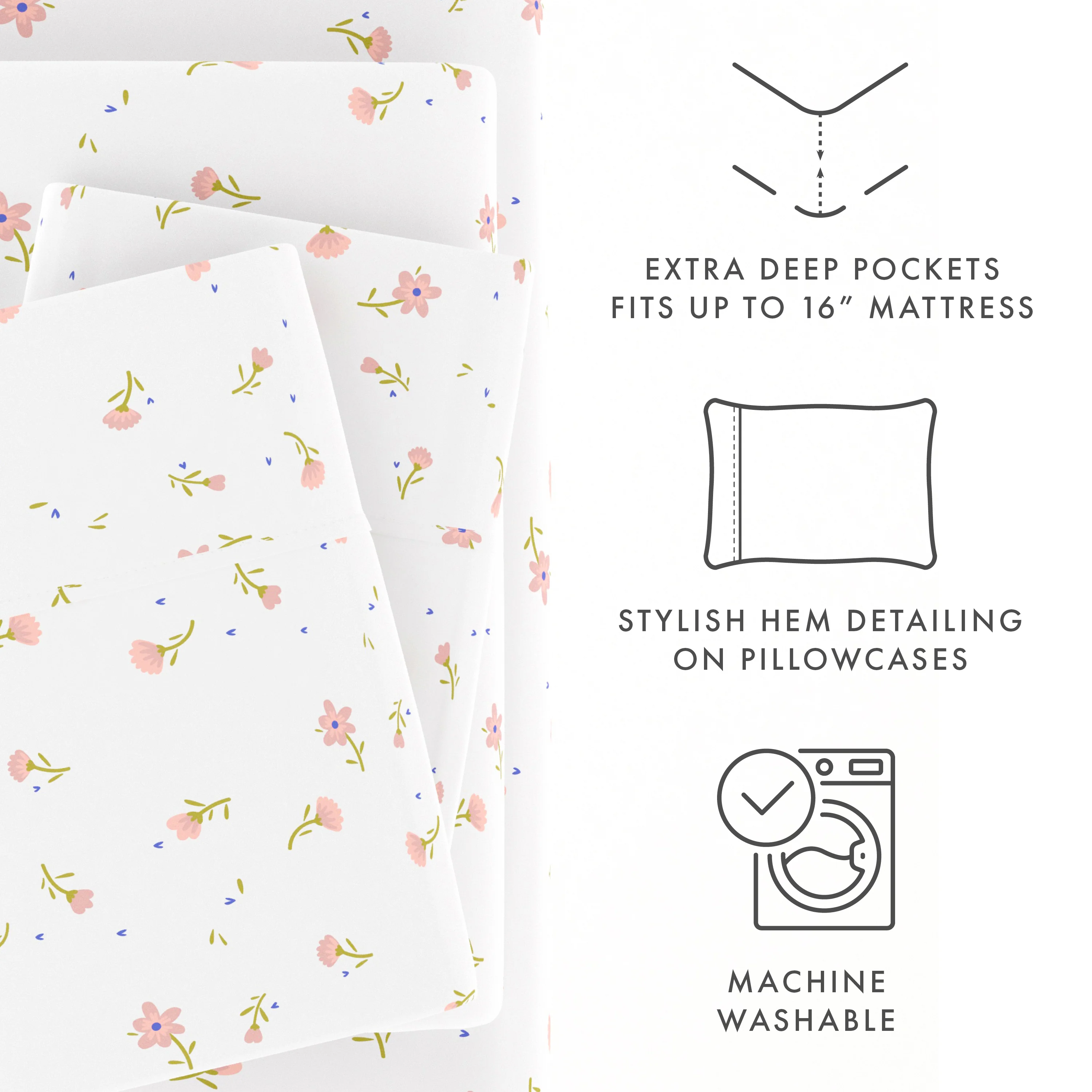 Soft Floral Pattern 4-Piece Sheet Set - Image 13