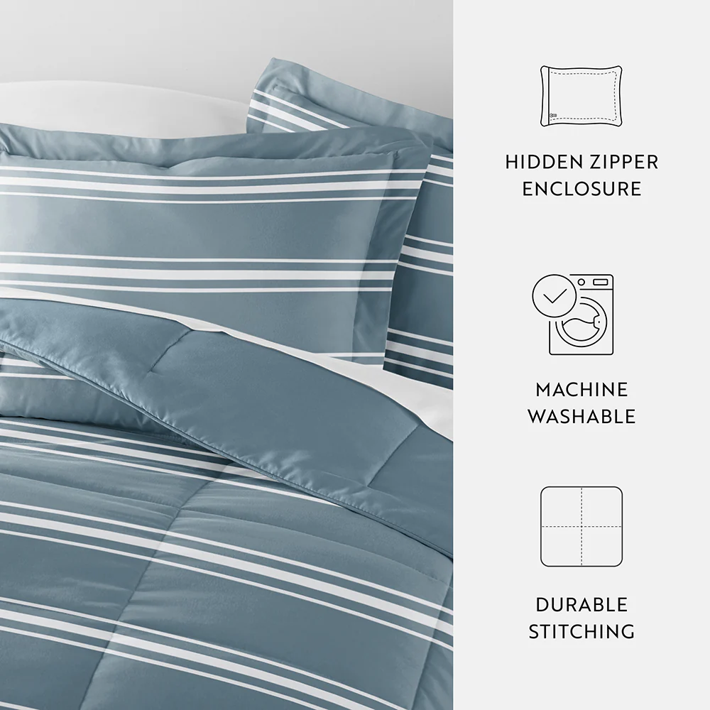 Soft Stripe Reversible Down-Alternative Comforter Set - Image 26