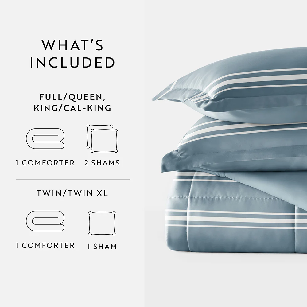 Soft Stripe Reversible Down-Alternative Comforter Set - Image 28