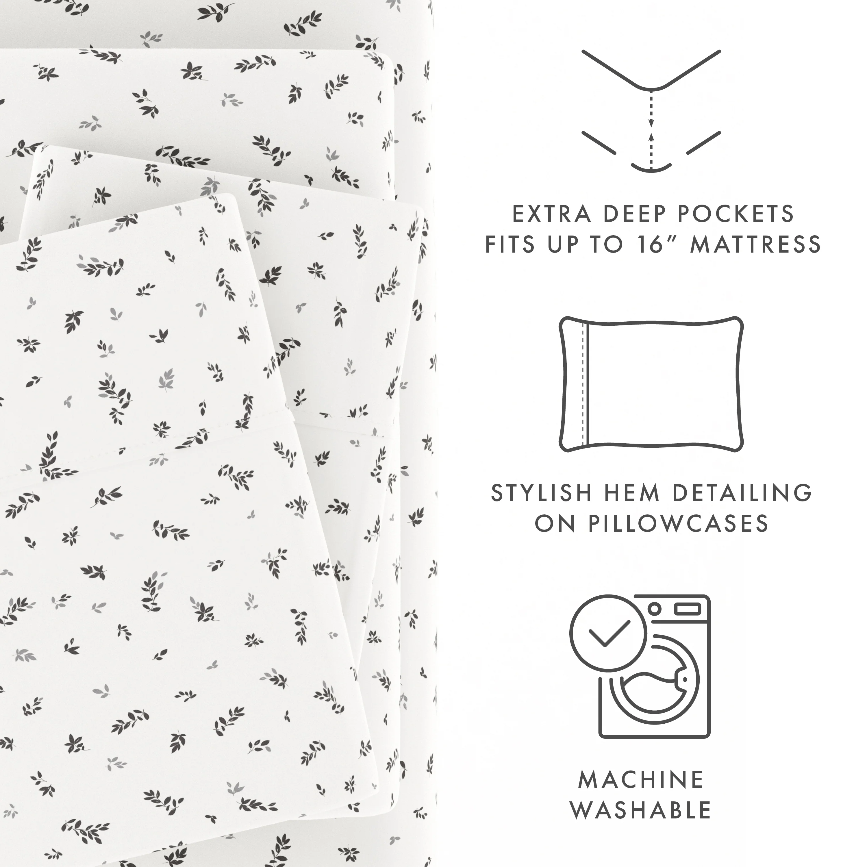 Spotted Leaves Pattern 4-Piece Sheet Set - Image 7