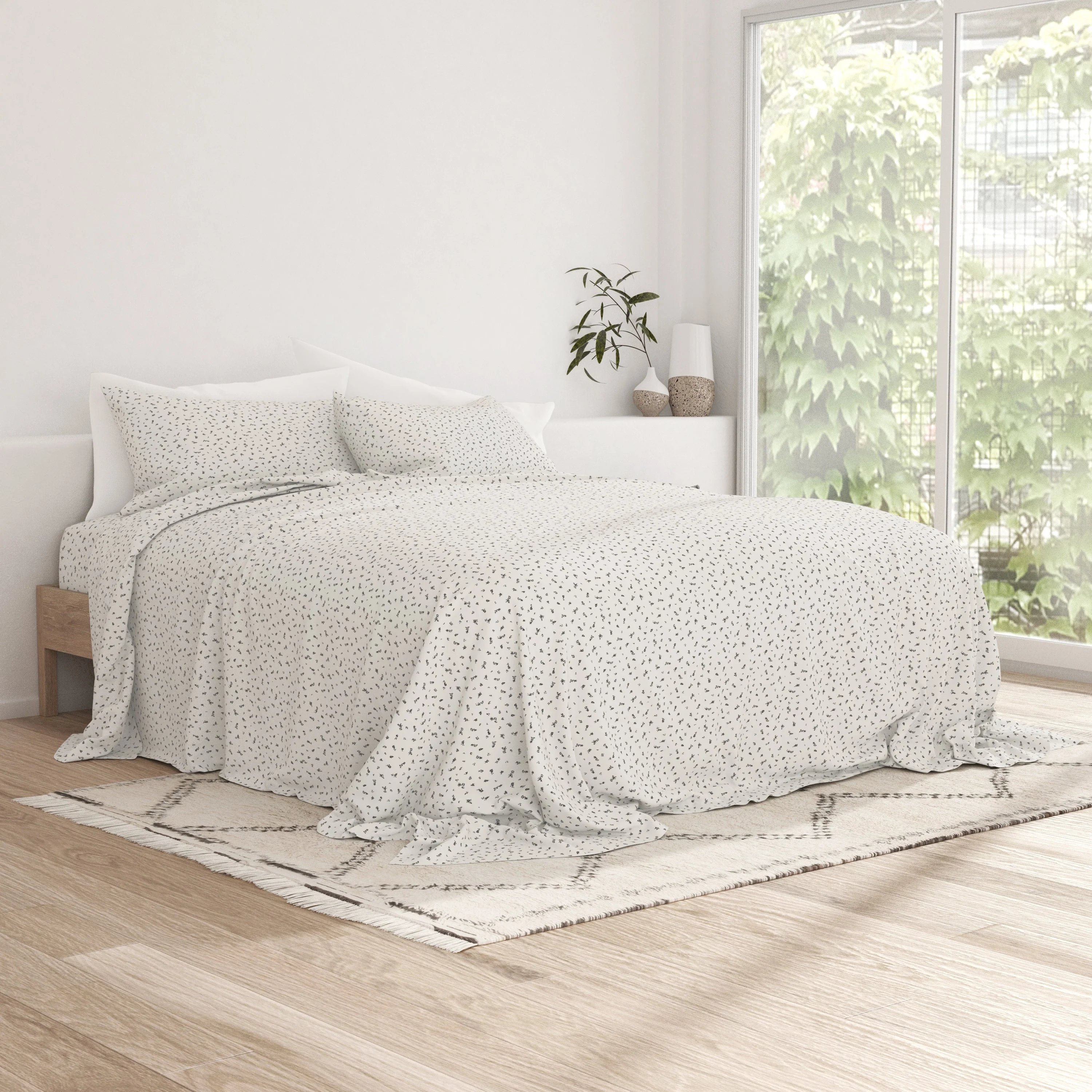 Spotted Leaves Pattern 4-Piece Sheet Set - Sale - Image 4