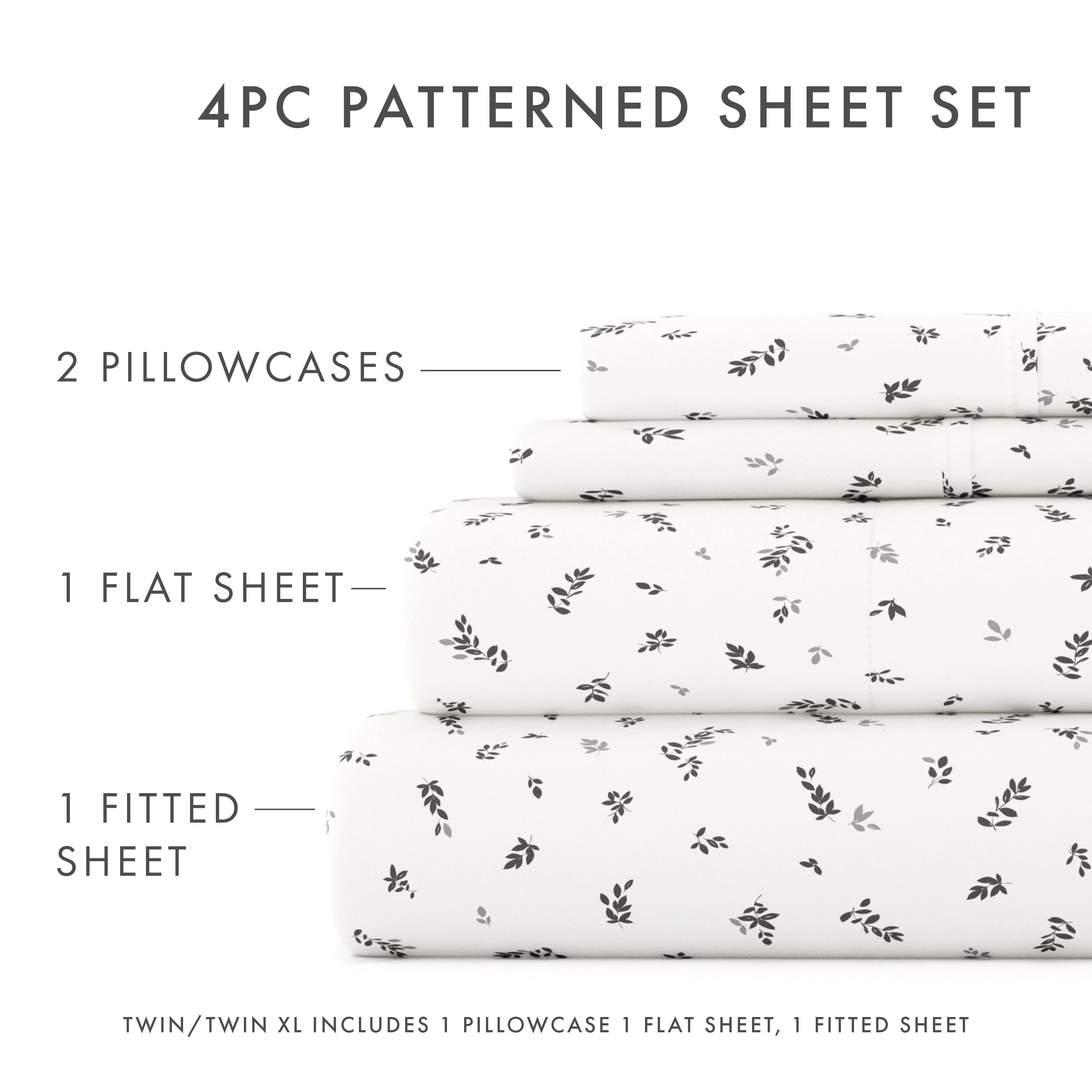 Spotted Leaves Pattern 4-Piece Sheet Set - Sale - Image 5