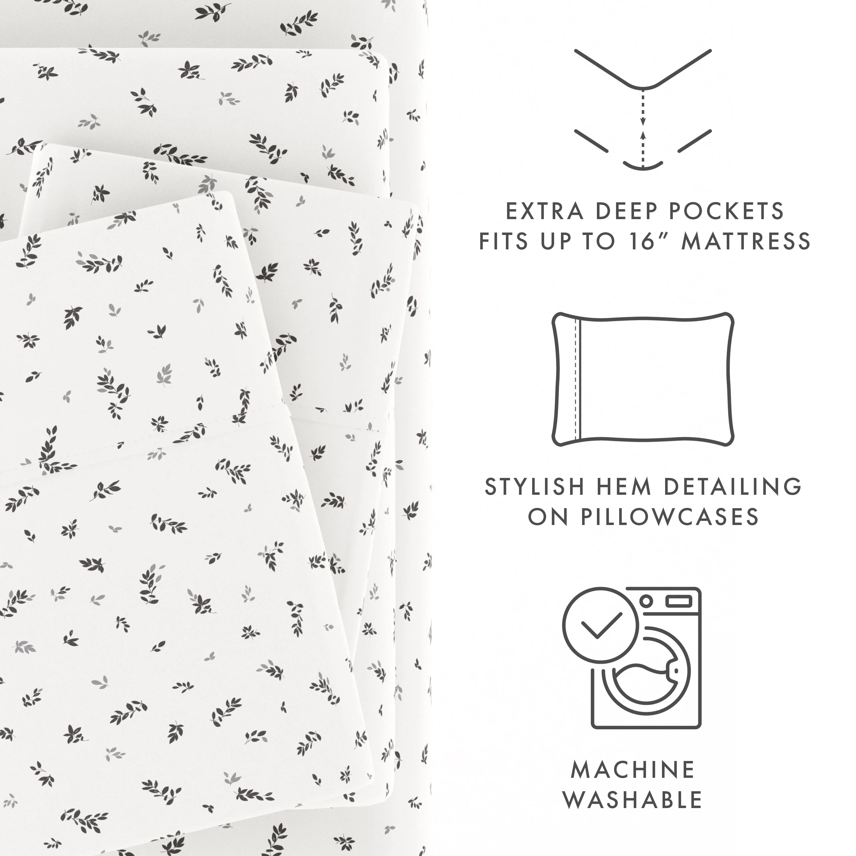 Spotted Leaves Pattern 4-Piece Sheet Set - Sale - Image 7