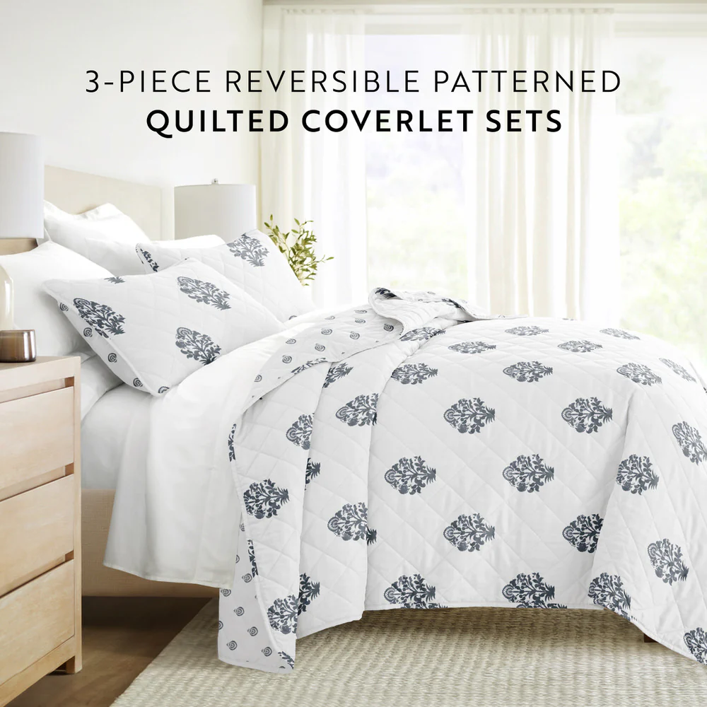 Stamped Bloom Reversible Quilted Coverlet Set - Image 8