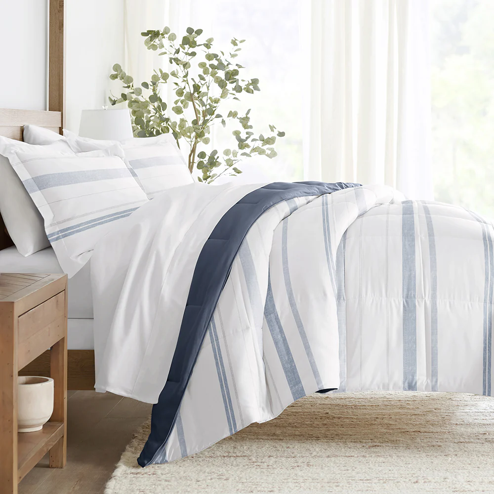 Stitched Stripe Reversible Down-Alternative Comforter Set - Image 2