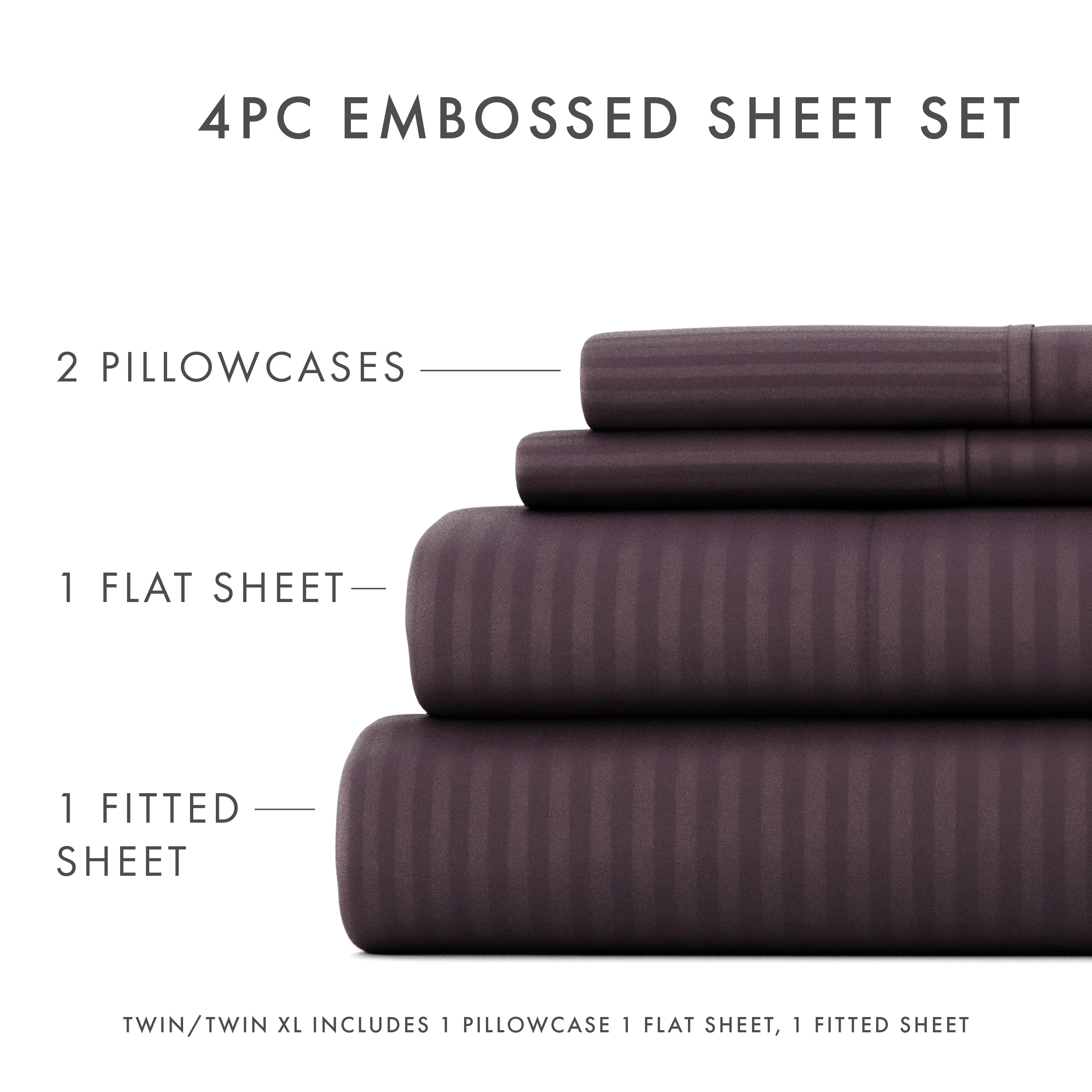 Striped Embossed 4-Piece Sheet Set Sale - Image 30