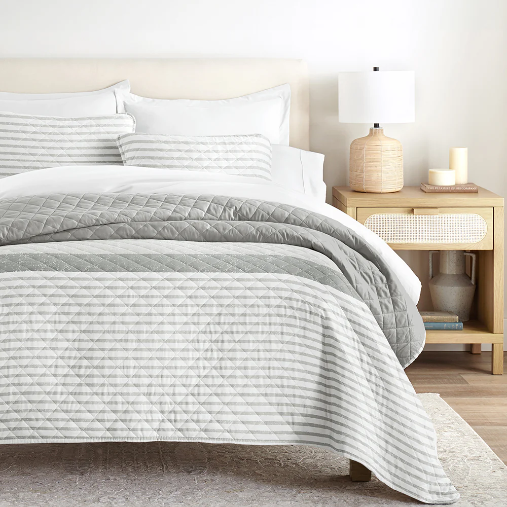 Summer Stripes Reversible Quilted Coverlet Set - Image 3