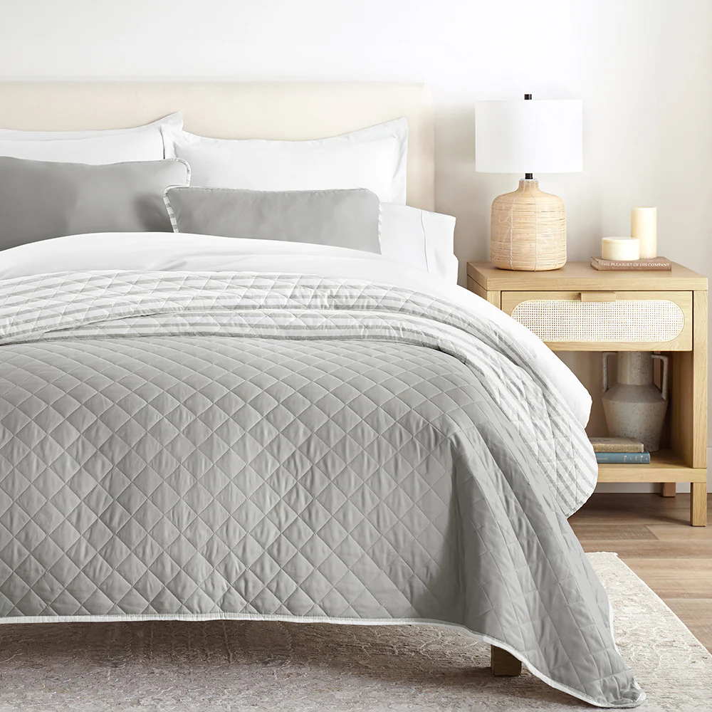 Summer Stripes Reversible Quilted Coverlet Set - Image 4