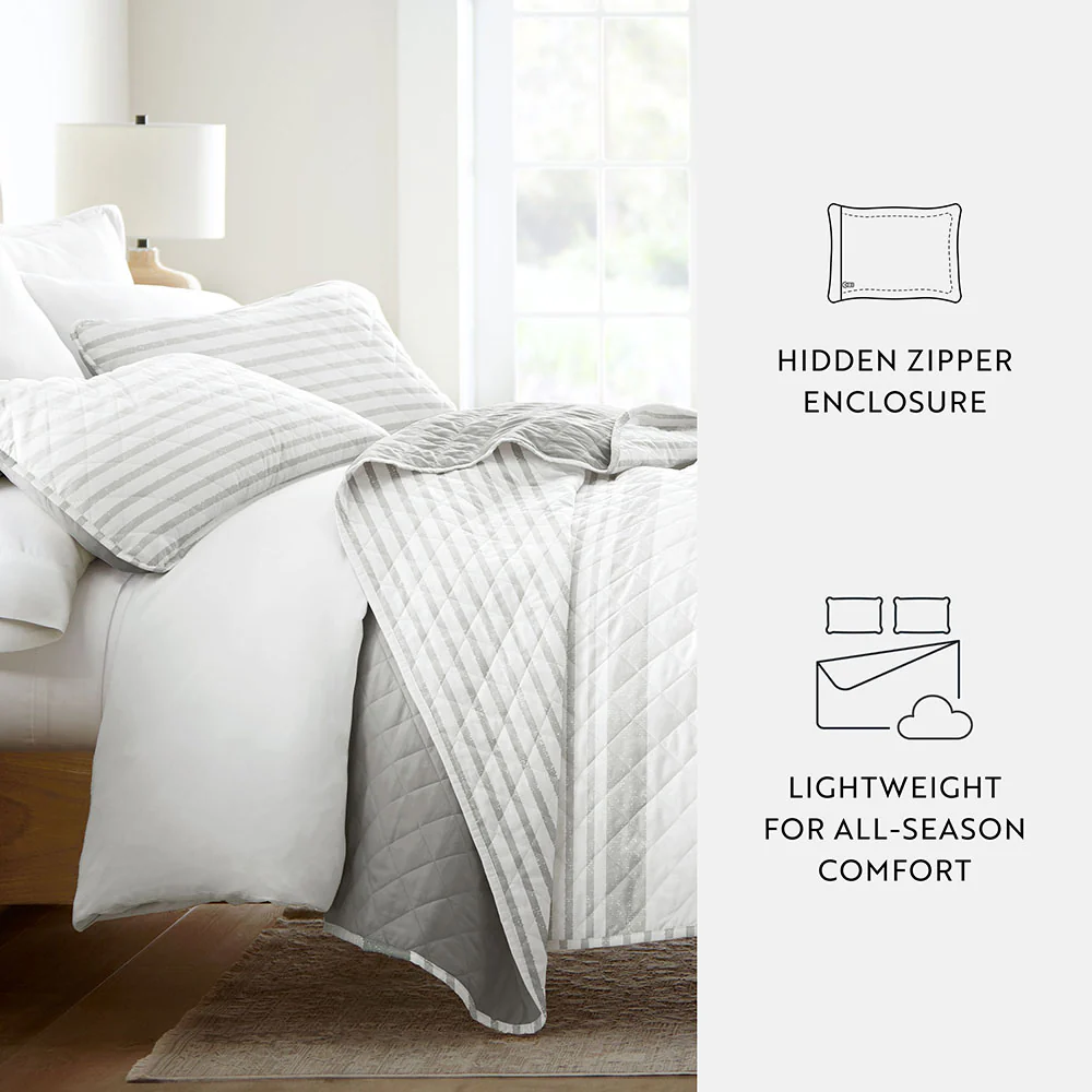 Summer Stripes Reversible Quilted Coverlet Set - Image 6