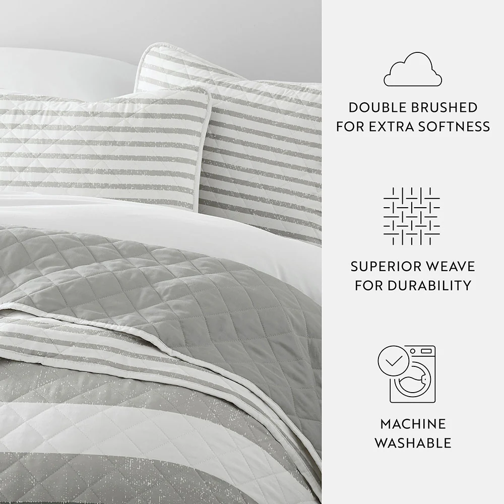 Summer Stripes Reversible Quilted Coverlet Set - Image 8