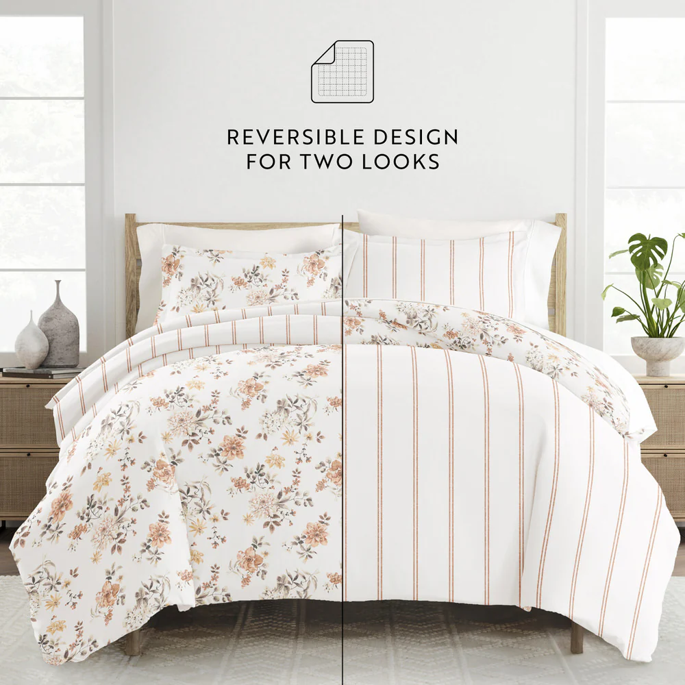 Sunset Garden Pattern 3-Piece Reversible Duvet Cover Set - Image 12