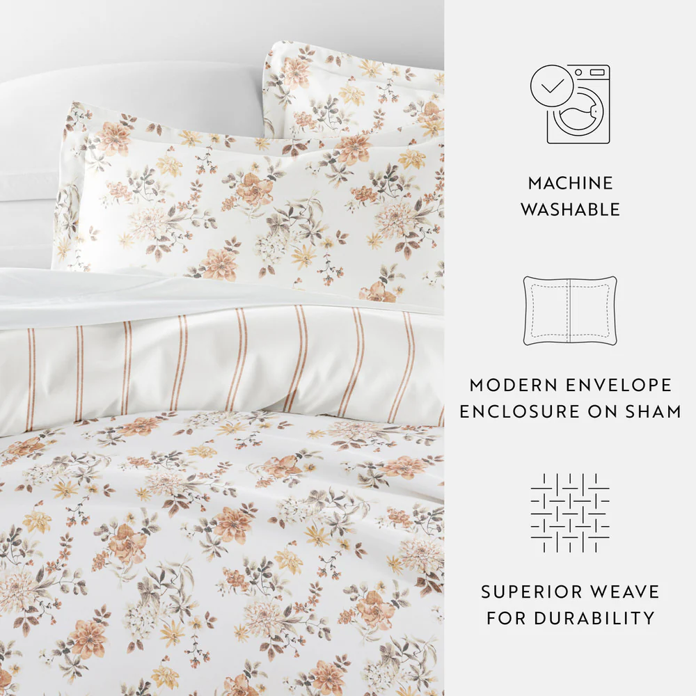 Sunset Garden Pattern 3-Piece Reversible Duvet Cover Set - Image 13
