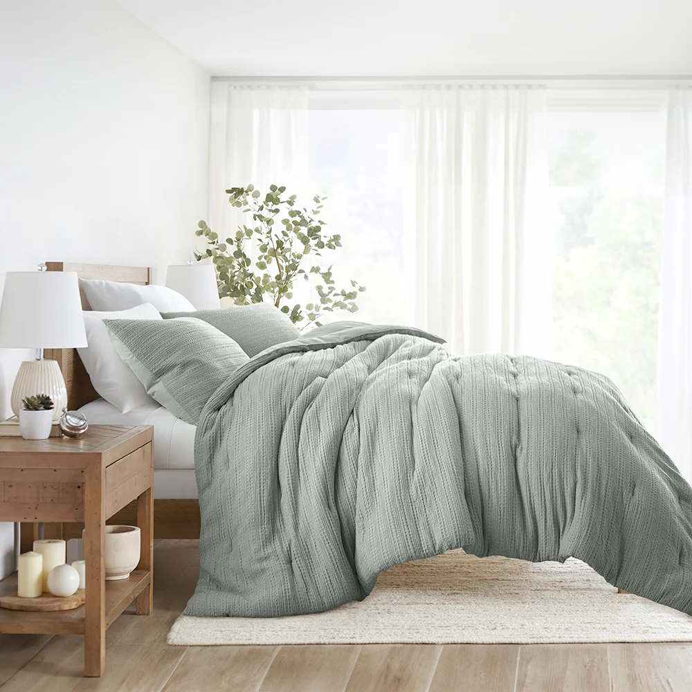Waffle Textured Down-Alternative Comforter Set - Image 8