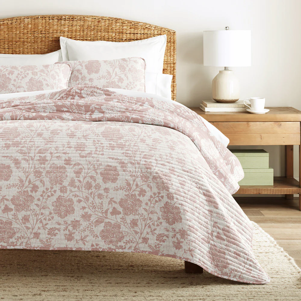 Textured Floral Reversible Quilted Coverlet Set - Image 12