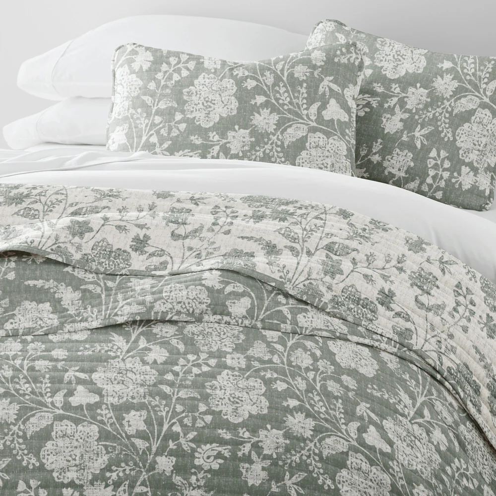 Textured Floral Reversible Quilted Coverlet Set - Image 13