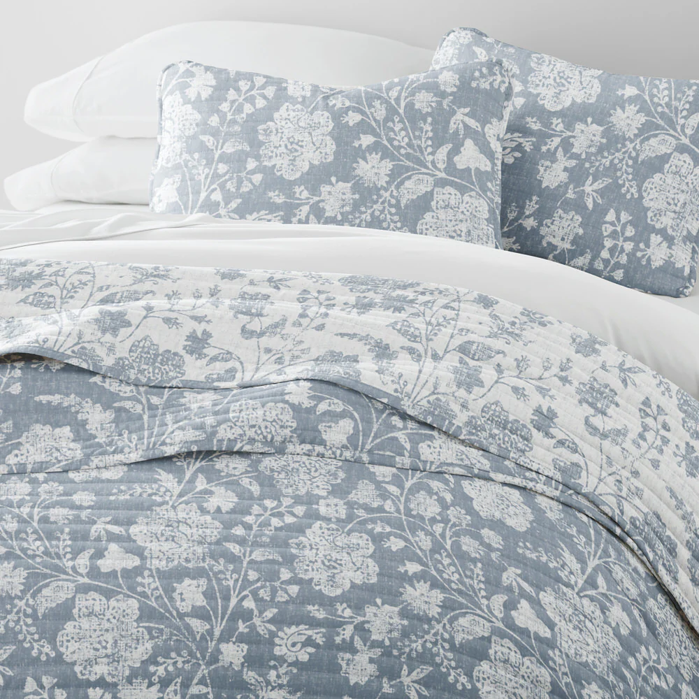 Textured Floral Reversible Quilted Coverlet Set - Image 14