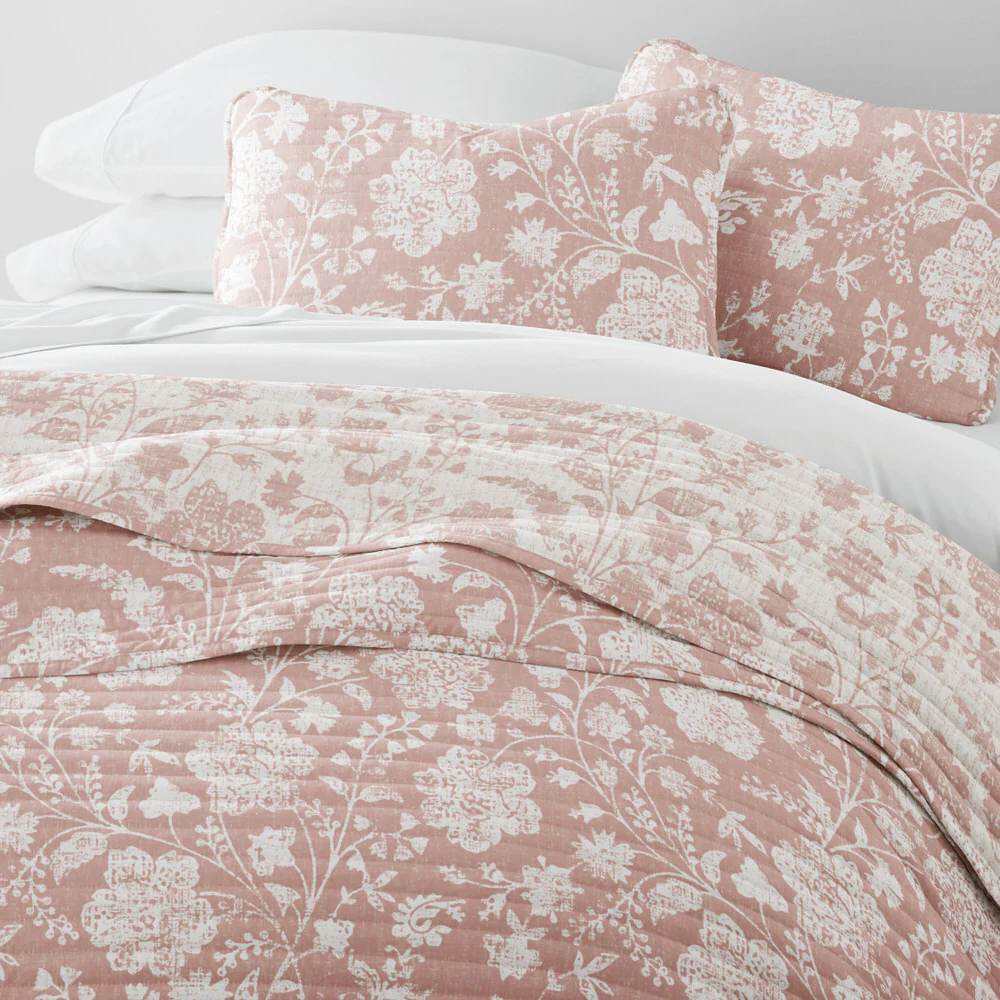 Textured Floral Reversible Quilted Coverlet Set - Image 15