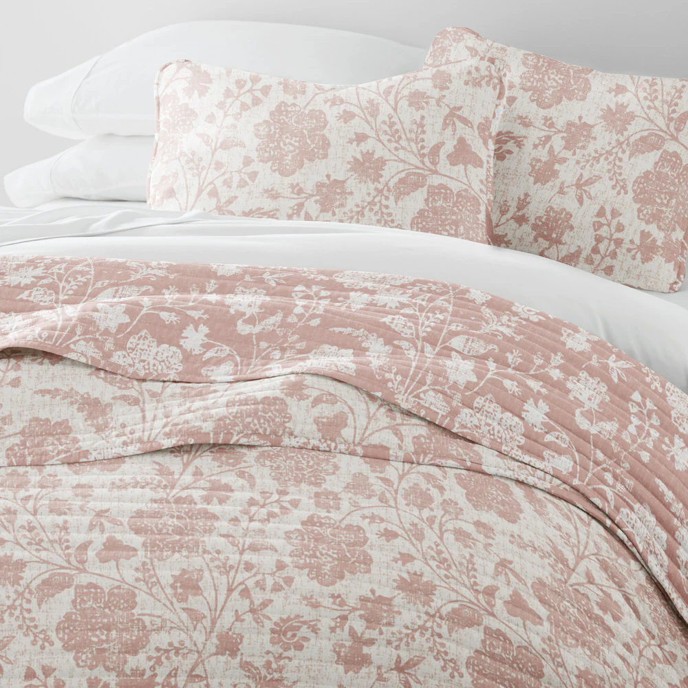 Textured Floral Reversible Quilted Coverlet Set - Image 18