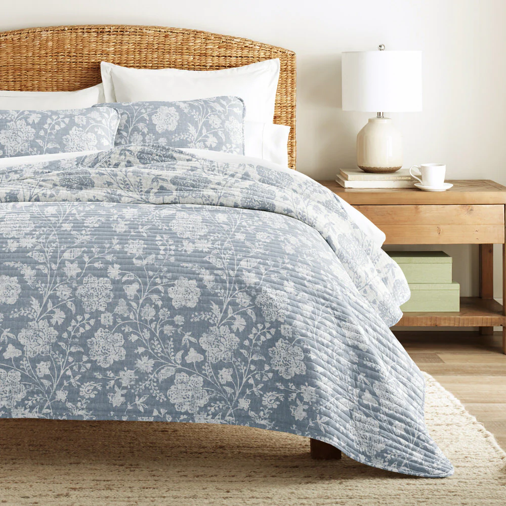 Textured Floral Reversible Quilted Coverlet Set - Image 8