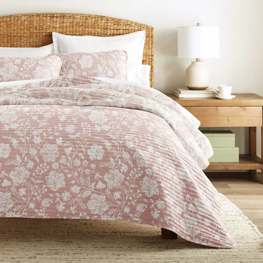 Textured Floral Reversible Quilted Coverlet Set - Image 9