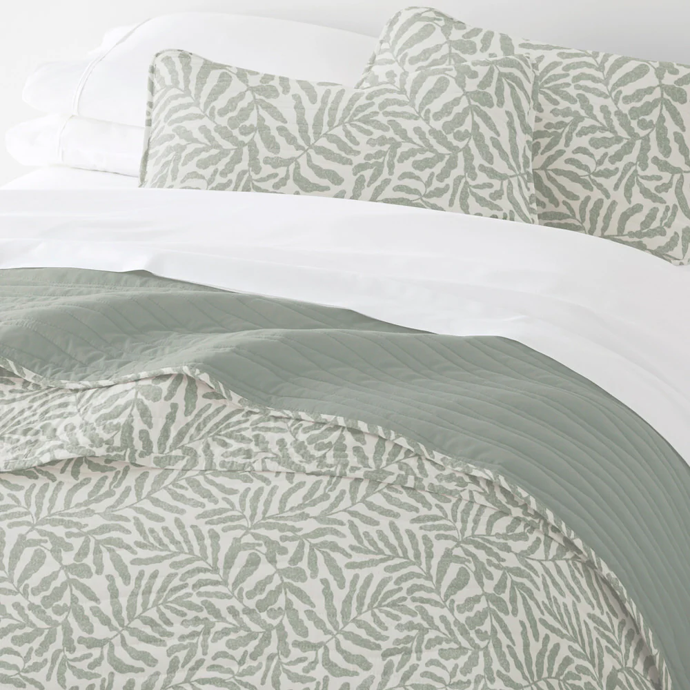 Tossed Ferns Reversible Quilted Coverlet Set - Image 10