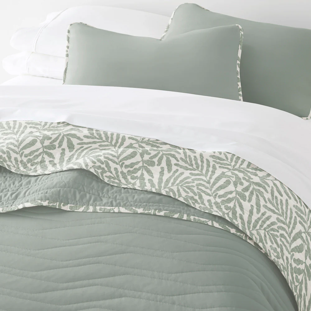 Tossed Ferns Reversible Quilted Coverlet Set - Image 12