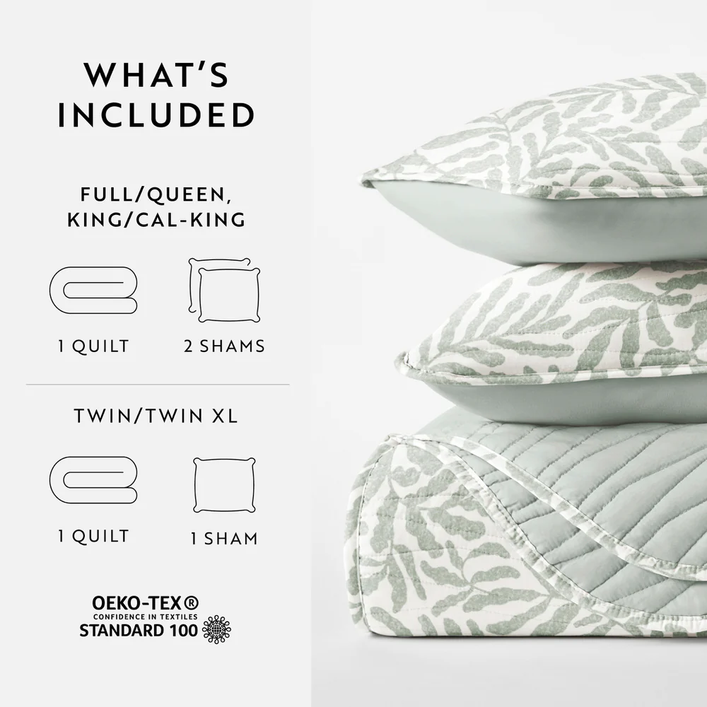 Tossed Ferns Reversible Quilted Coverlet Set - Image 21