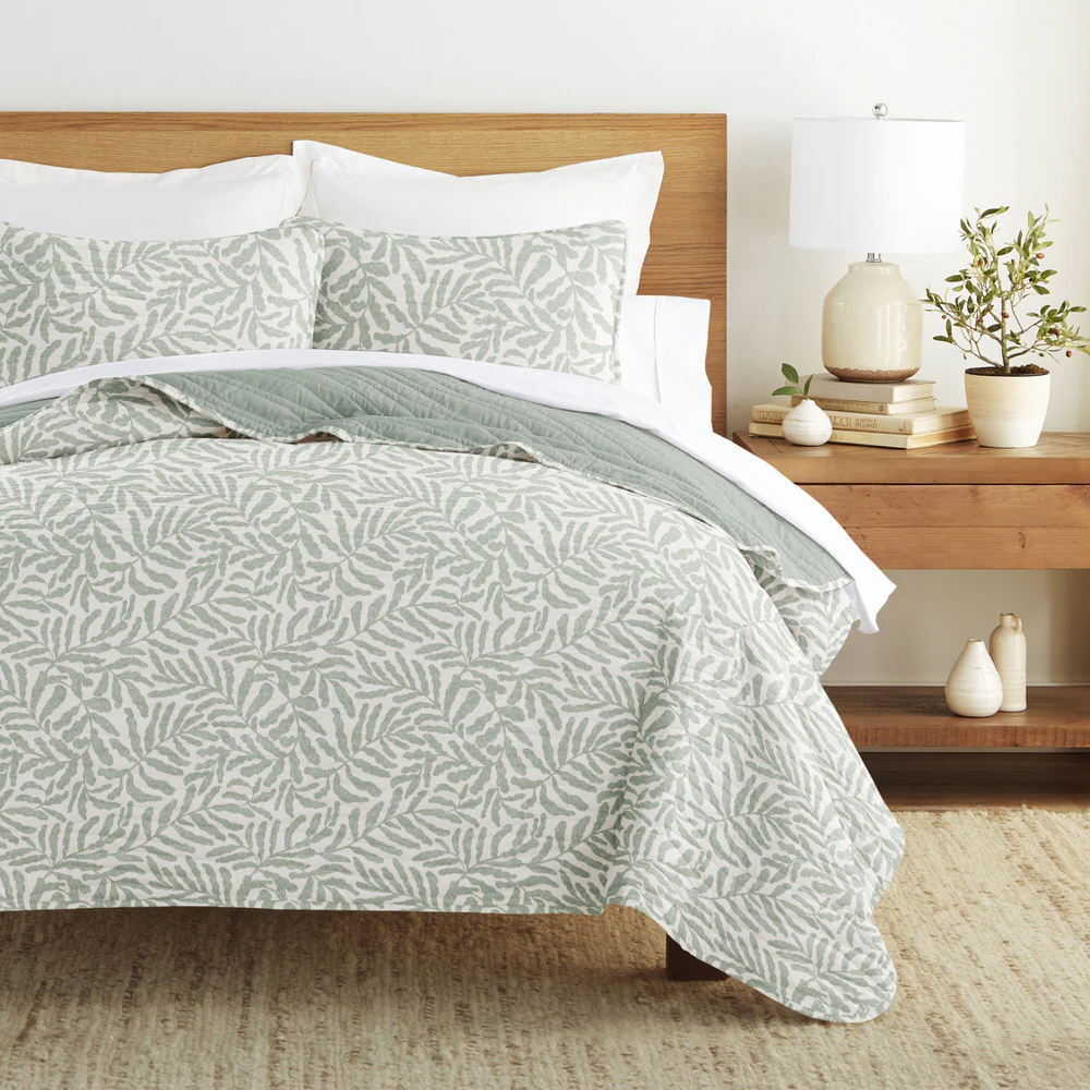 Tossed Ferns Reversible Quilted Coverlet Set - Image 6