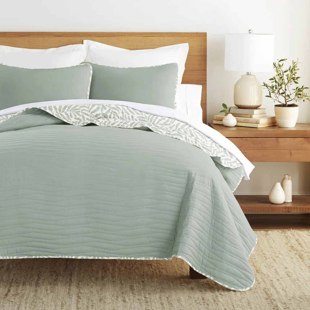 Tossed Ferns Reversible Quilted Coverlet Set - Image 8