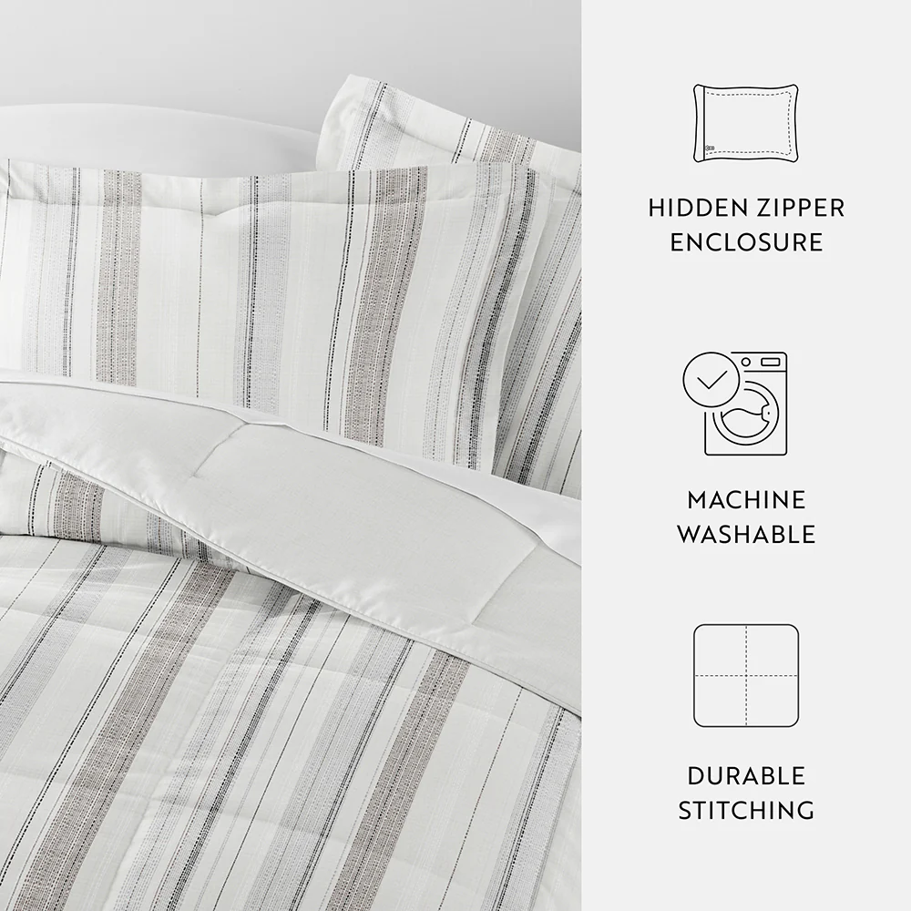 Vertical Stripe Reversible Down-Alternative Comforter Set - Image 13