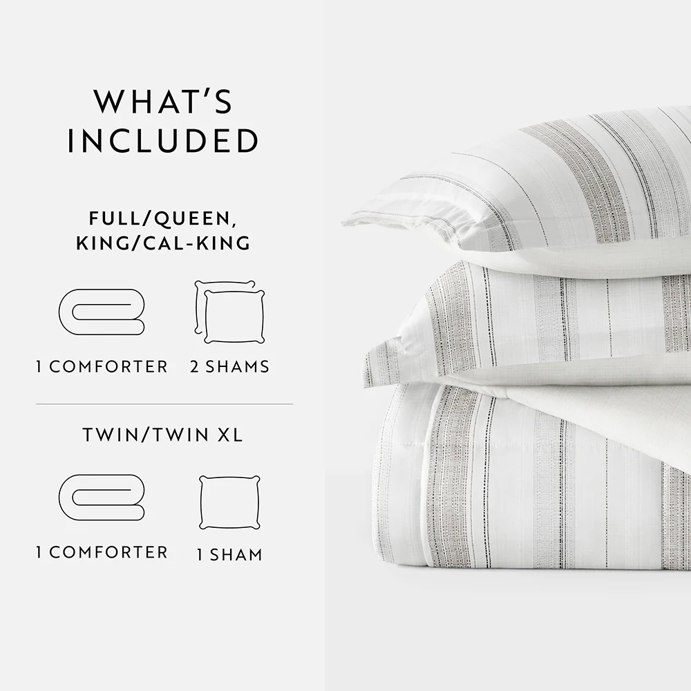 Vertical Stripe Reversible Down-Alternative Comforter Set - Image 14