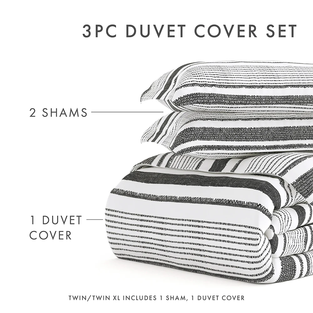 Vintage Stripe Pattern 3-Piece Duvet Cover Set - Image 11