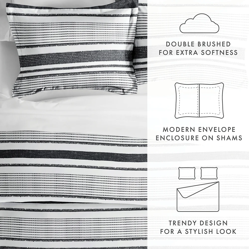 Vintage Stripe Pattern 3-Piece Duvet Cover Set - Image 8