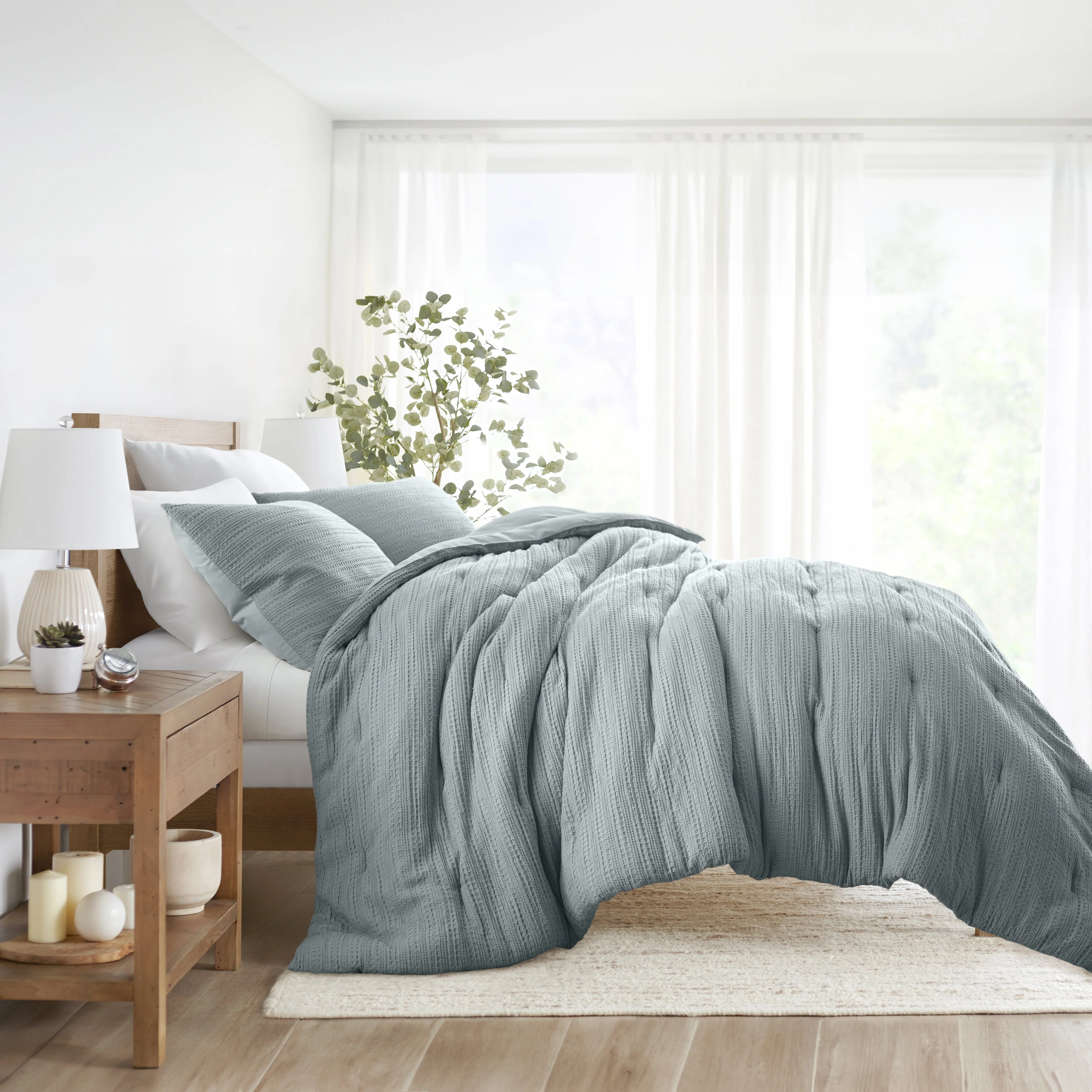 Waffle Textured Down-Alternative Comforter Set - Sale - Image 16