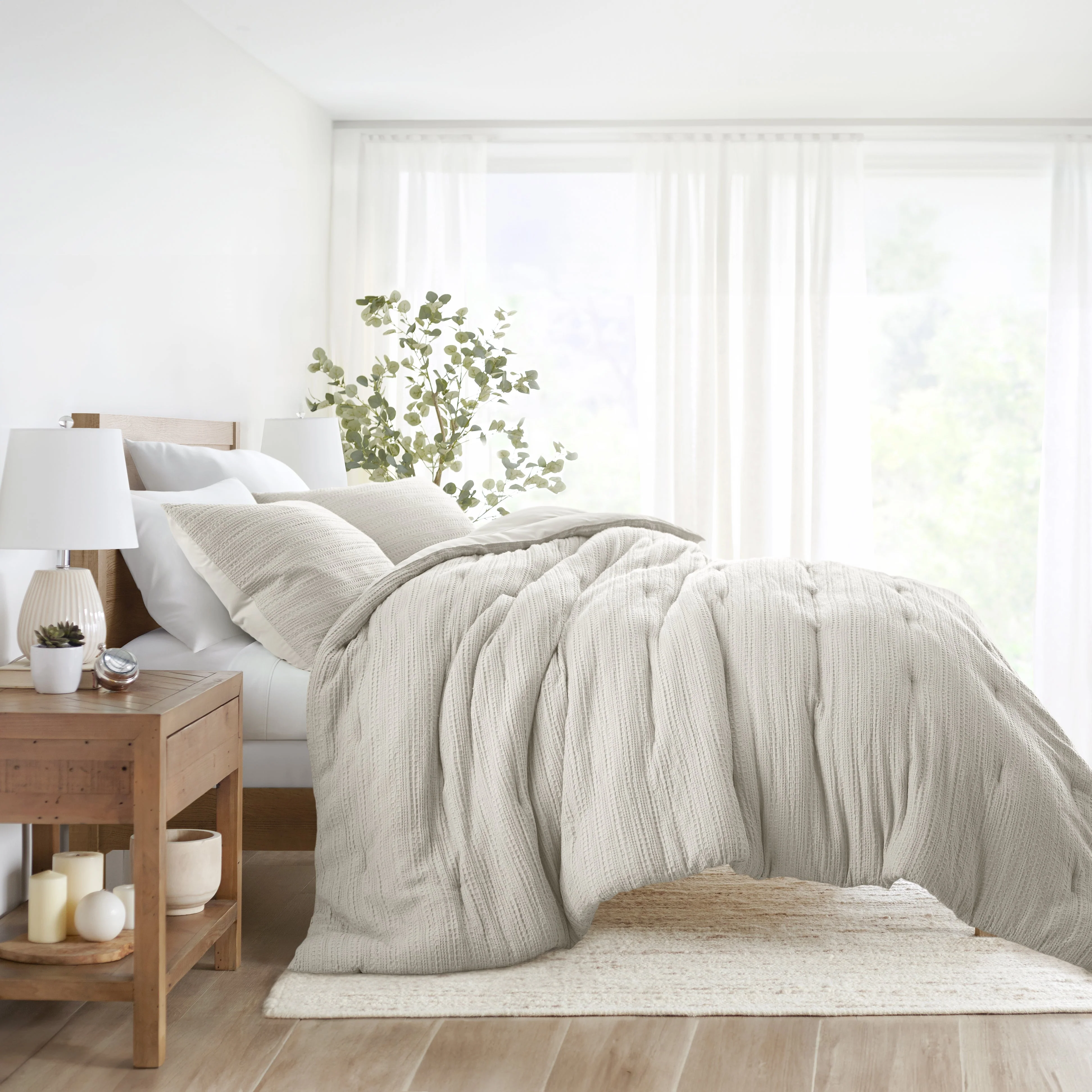 Waffle Textured Down-Alternative Comforter Set - Sale - Image 18