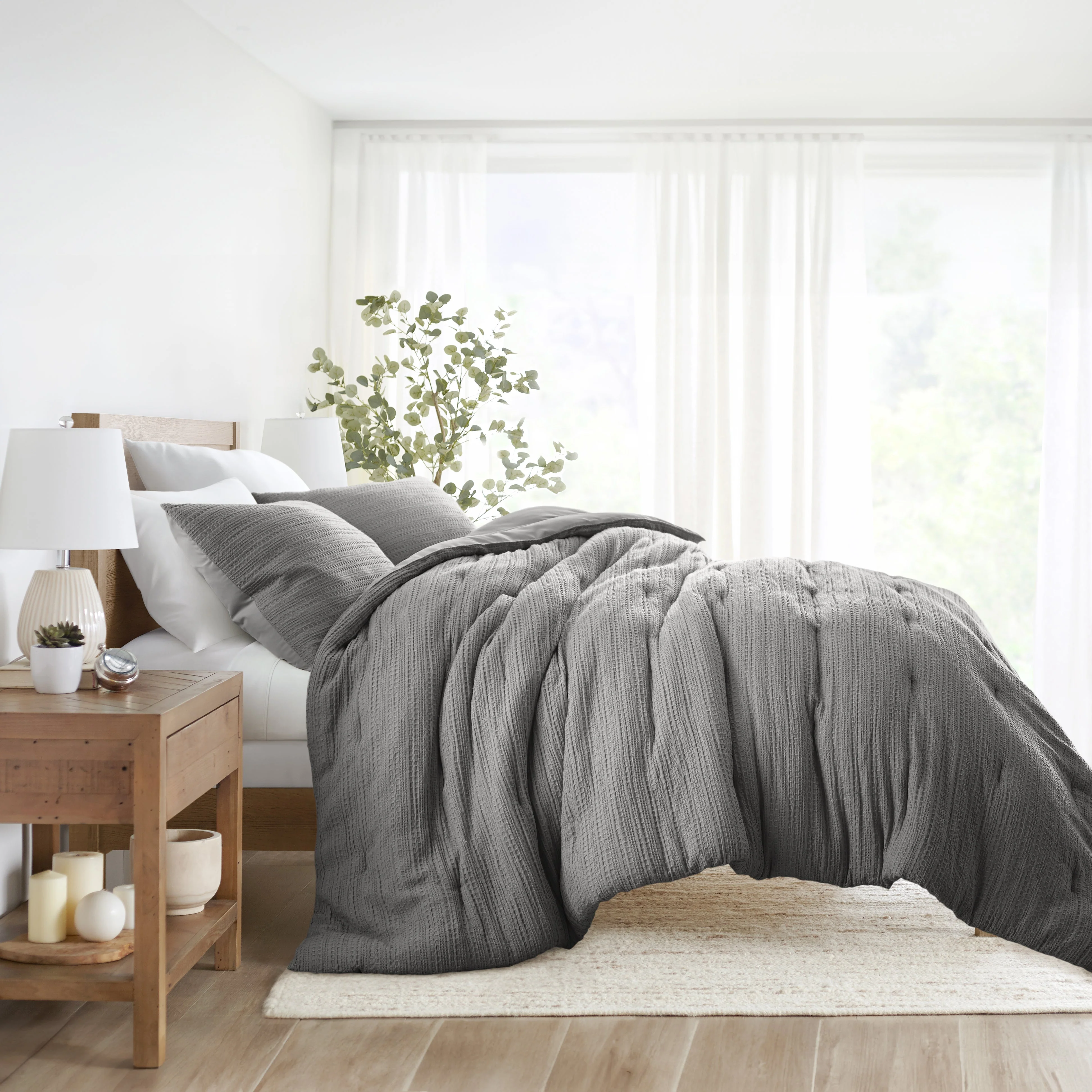 Waffle Textured Down-Alternative Comforter Set - Sale - Image 20