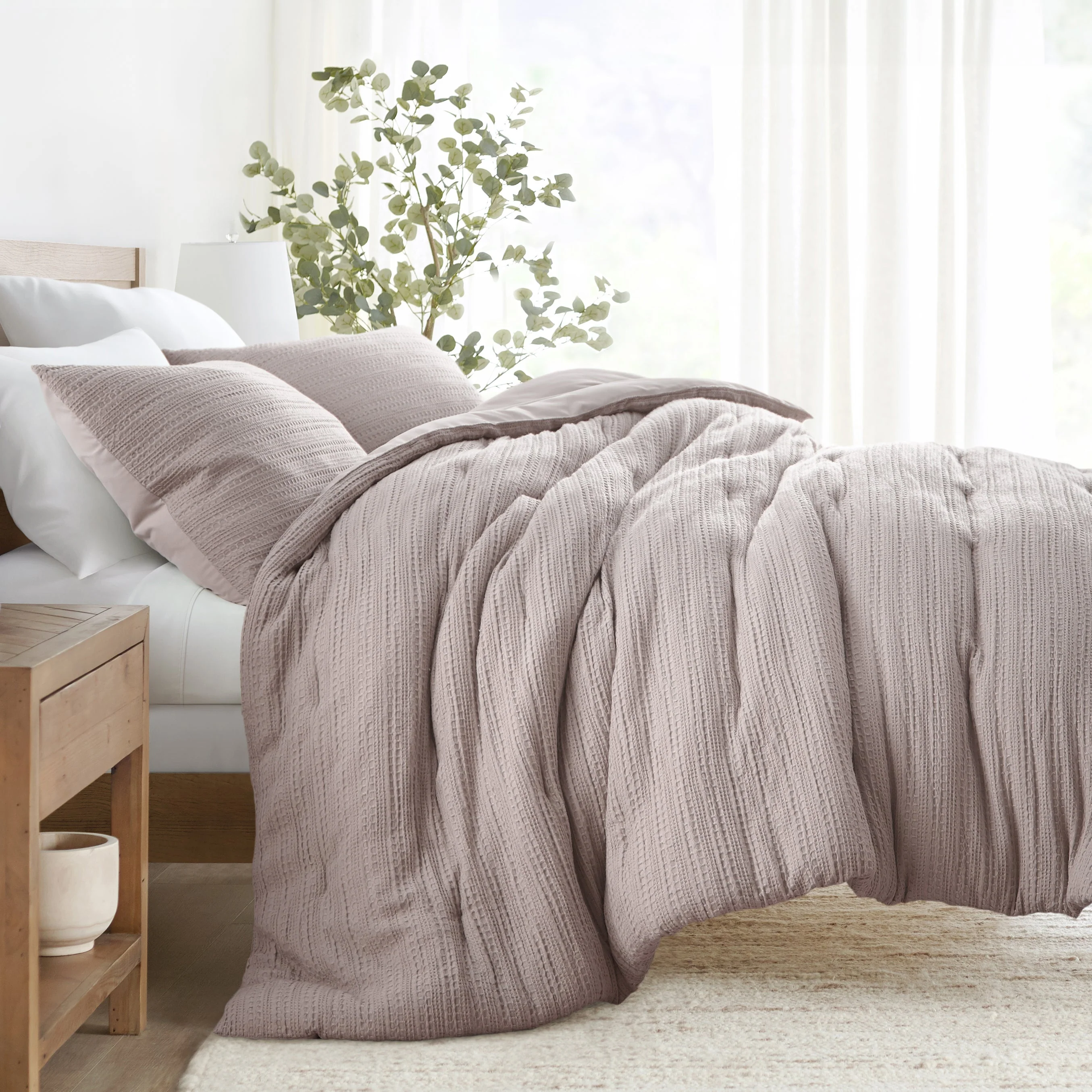 Waffle Textured Down-Alternative Comforter Set - Sale - Image 3