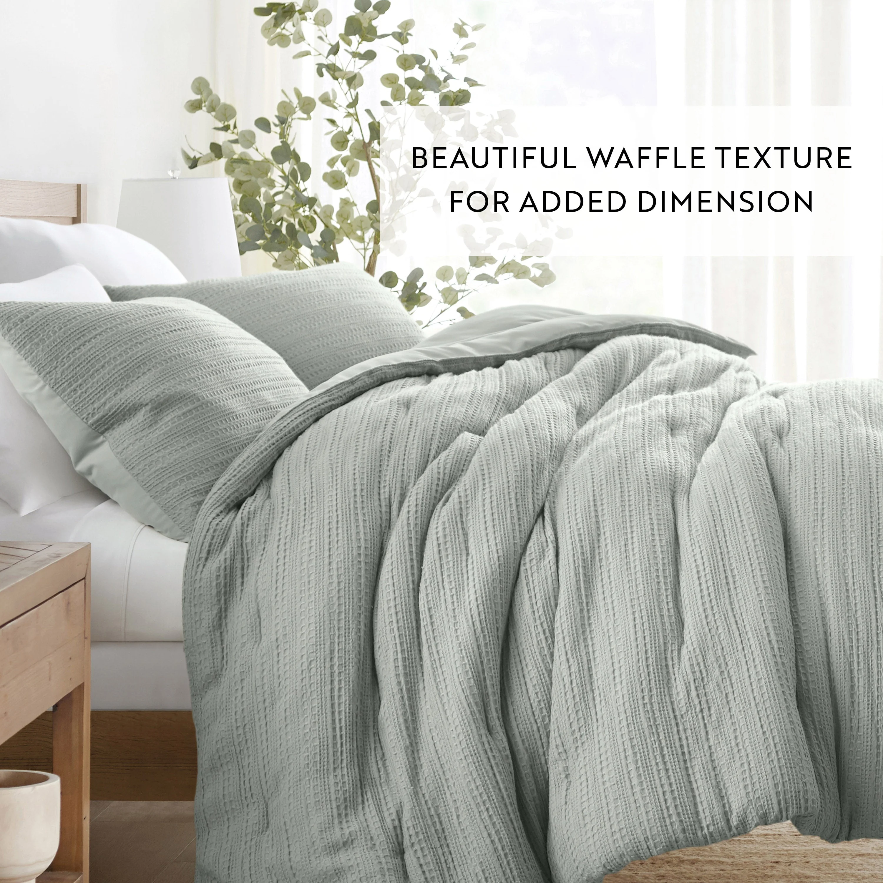 Waffle Textured Down-Alternative Comforter Set - Sale - Image 57
