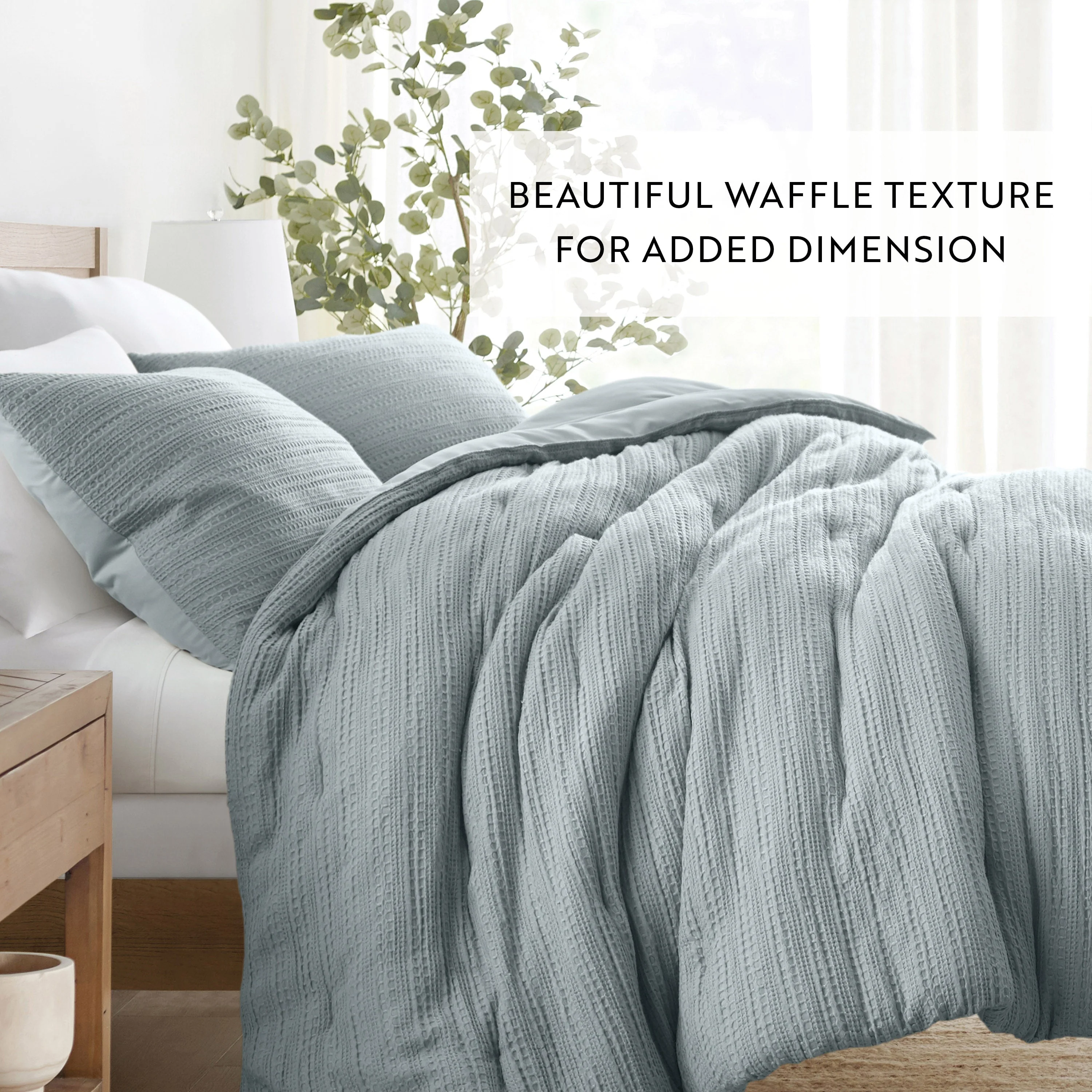 Waffle Textured Down-Alternative Comforter Set - Sale - Image 58