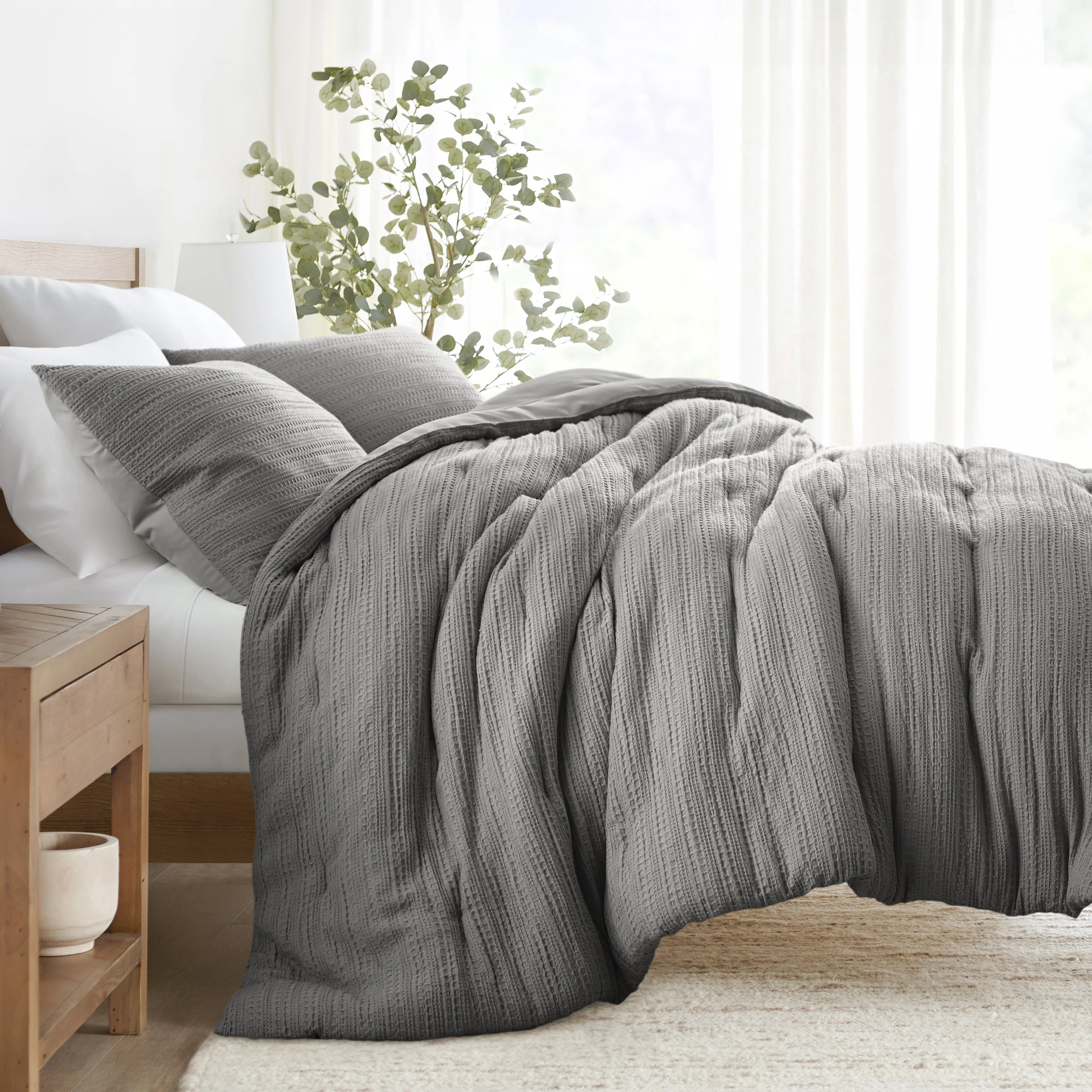Waffle Textured Down-Alternative Comforter Set - Sale - Image 6