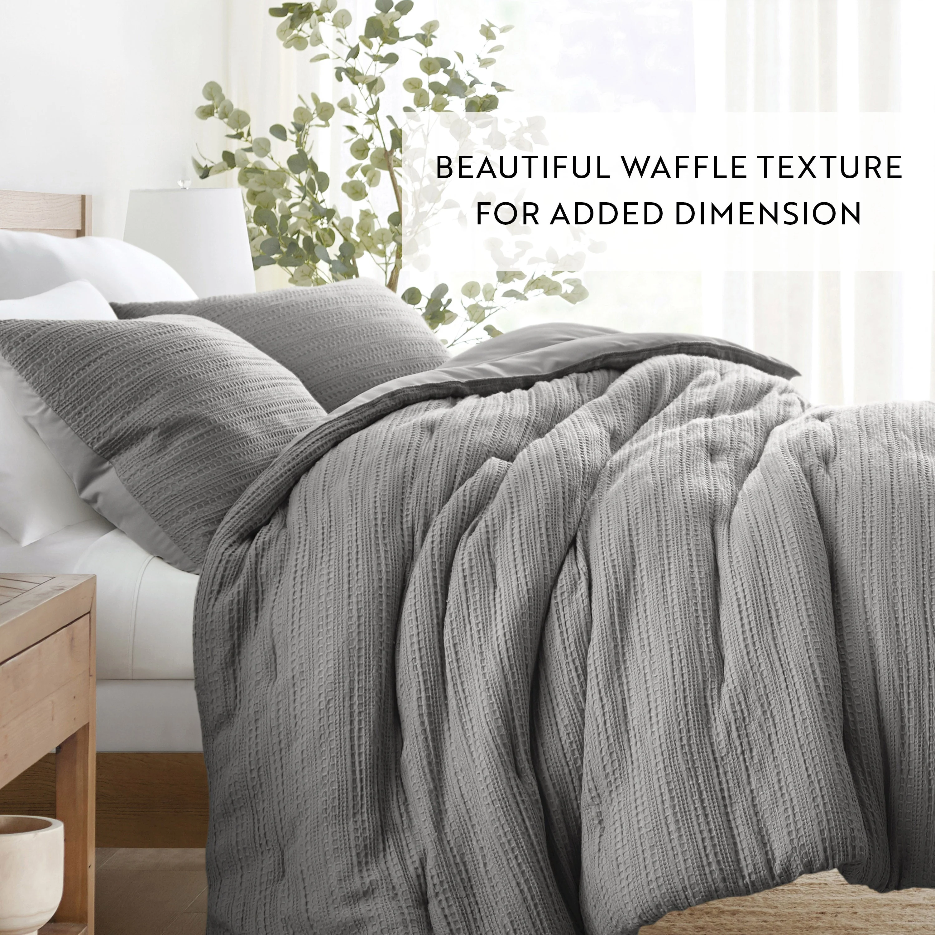 Waffle Textured Down-Alternative Comforter Set - Sale - Image 62