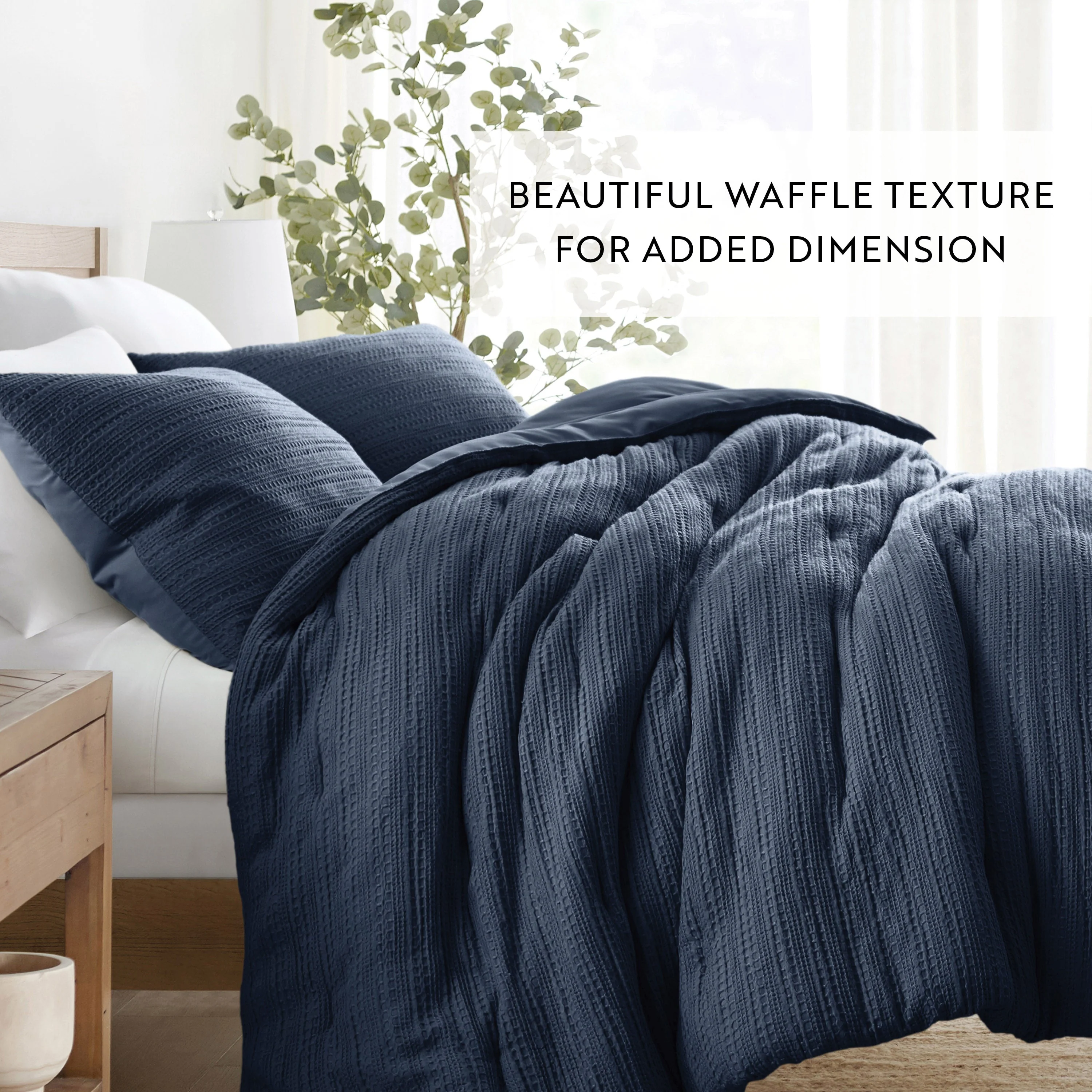 Waffle Textured Down-Alternative Comforter Set - Sale - Image 63