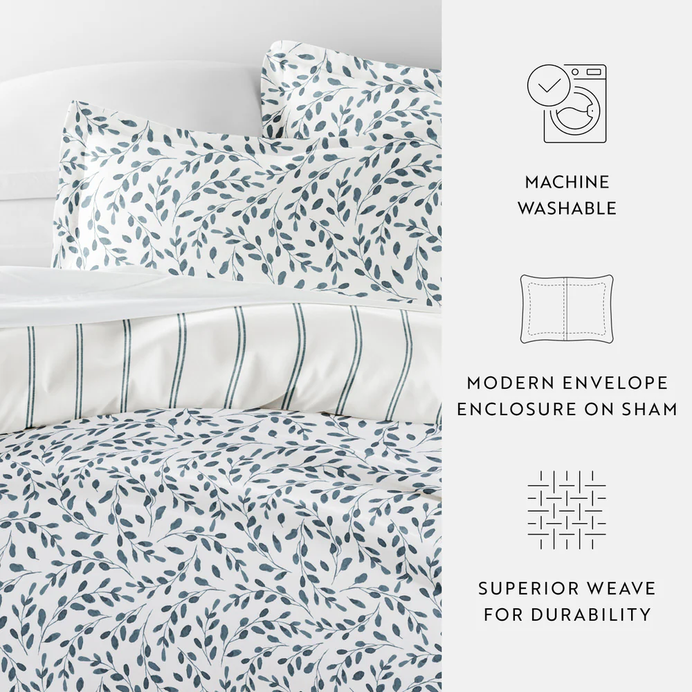 Watercolor Vines Pattern 3-Piece Reversible Duvet Cover Set - Image 13