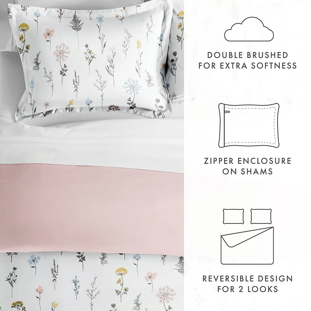 Wildflower Pattern 3-Piece Reversible Duvet Cover Set - Image 10