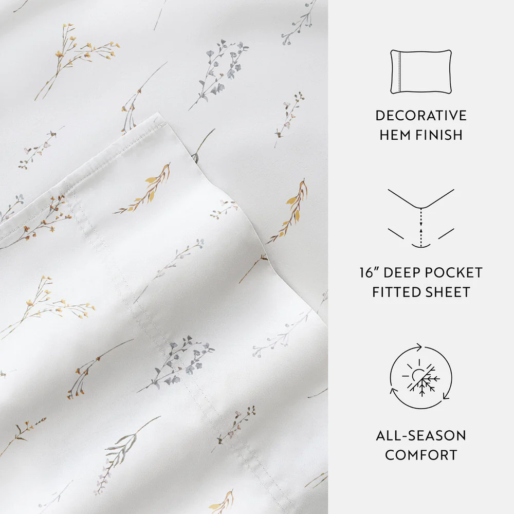 Wild Garden 4-Piece Long Staple Cotton Sheet Set - Image 9